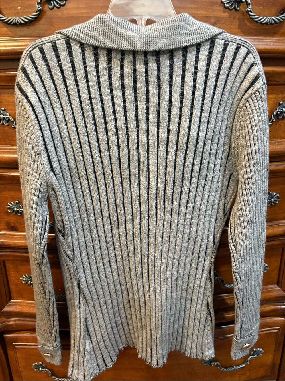 Listicle Gray Ribbed Button-Front Cardigan Jacket - Picture 5 of 8